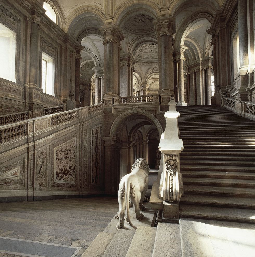 Staircase of Honor, by architect Luigi Vanvitelli (1700-1773), Royal Palace of Caserta (UNESCO World Heritage List, 1997), Campania. Italy, 18th century.