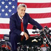 jay leno on a motorcycle
