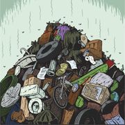 cartoon of a smelly garbage dump