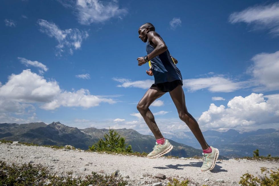 kenyas kevin kibet competes near saint luc on august 12, 2023 during the 50th edition of sierre zinal, a daunting 31 km mountain race involving a 2200 meter elevation gain and a 1100 meter vertical drop in the heart of the swiss alps, part of the golden trail series photo by fabrice coffrini  afp photo by fabrice coffriniafp via getty images