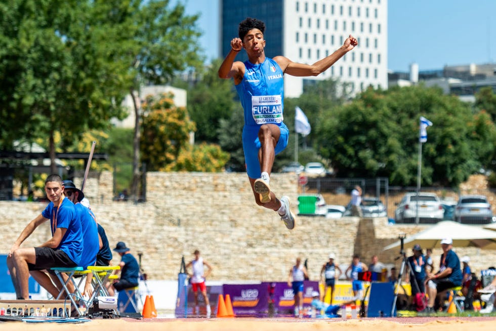 jerusalem, israel august 07 mattia furlani of italy competes in mens long jump during european athletics u20 championships jerusalem day one on august 07, 2023 in jerusalem, israel photo by jurij kodrungetty images for european athletics