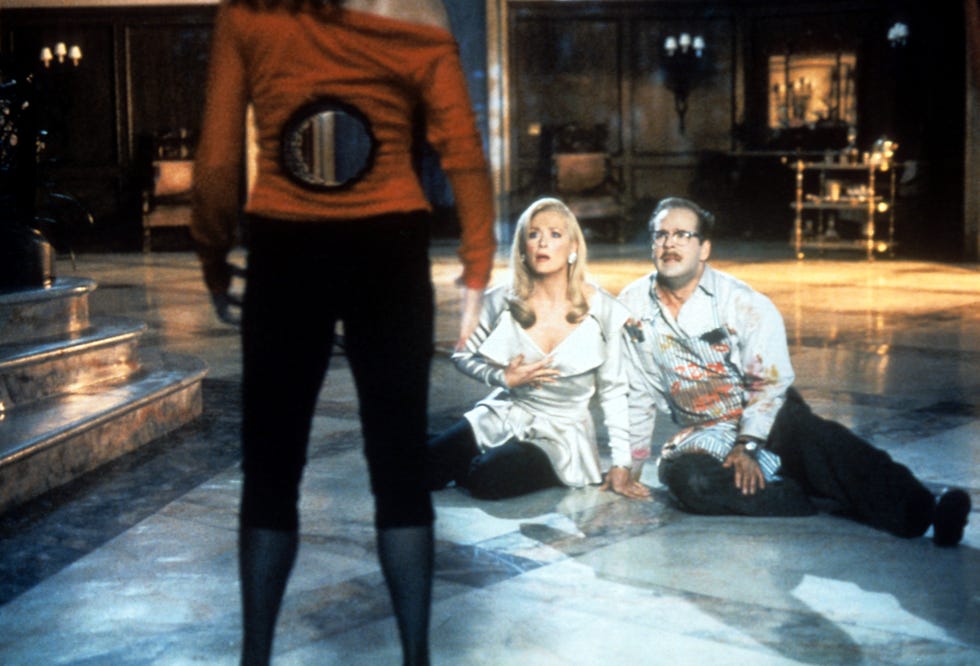 Meryl Streep And Bruce Willis In 'Death Becomes Her' meryl streep and bruce willis sitting on the floor shock at what they see in a scene from the film death becomes her, 1992. (photo by universal pictures/getty images)