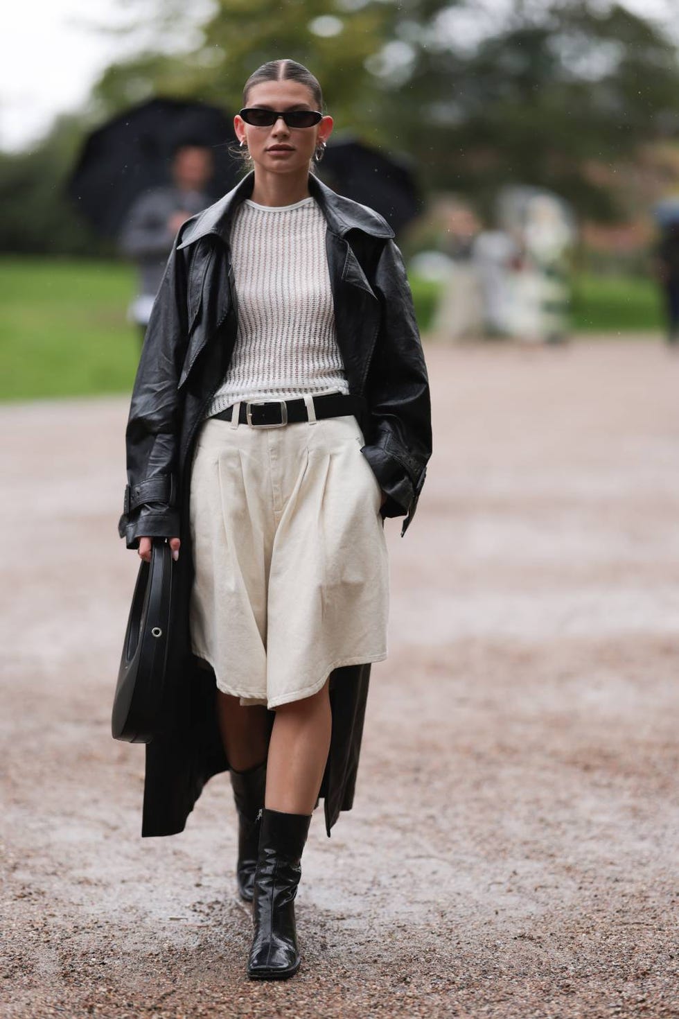 Model in Linen Shorts