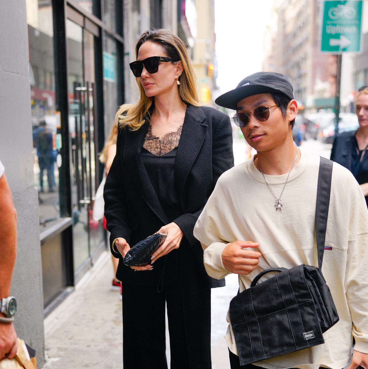 Angelina Jolie and Son Pax, 19, Match in Muted Colors in NYC: Photo