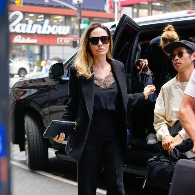 Angelina Jolie Black Coat Street Style 2019