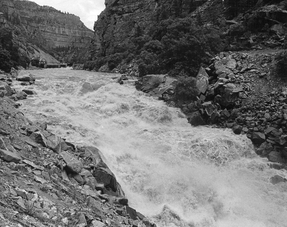 JUN 15 1965, 7-29-1965; The Colorado River rushing doun rapids above Glenwood Springs. Still timely;