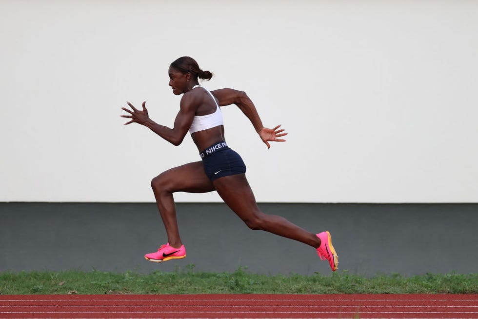 budapest, hungary august 17 dina asher smith of team great britain training at the honved athletics centre ahead of the world athletics championships budapest 2023 on august 17, 2023 in budapest, hungary photo by michael steelegetty images