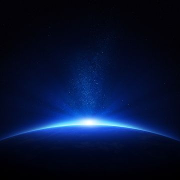earth sunrise in deep blue space