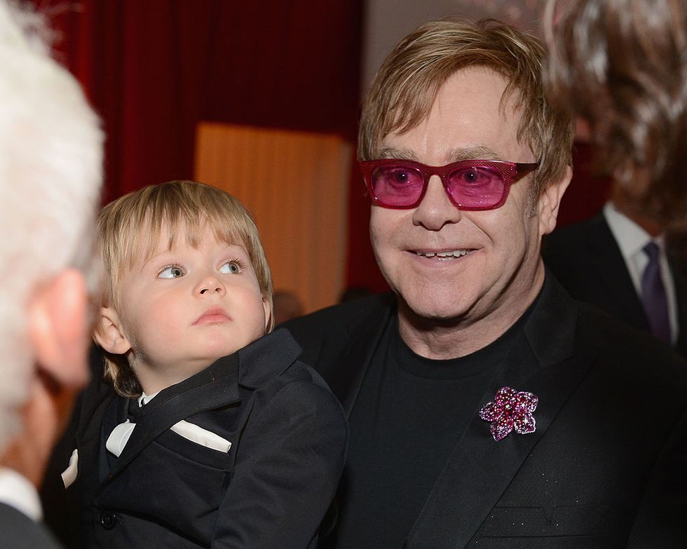 west hollywood, ca   february 24 l r  zachary furnish john and sir elton john attend the 21st annual elton john aids foundation academy awards viewing party at west hollywood park on february 24, 2013 in west hollywood, california  photo by michael kovacgetty images for ejaf