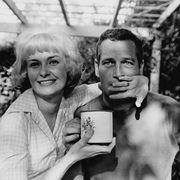 American actor Paul Newman (1925 - 2008) with his wife, actress Joanne Woodward, circa 1963.