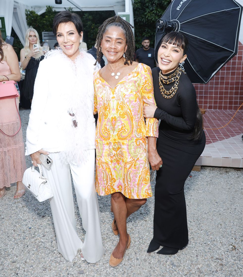 los angeles, california august 26 l r kris jenner, doria ragland, and kim kardashian attend the tiah 5th anniversary soiree at private residence on august 26, 2023 in los angeles, california photo by stefanie keenangetty images for this is about humanity