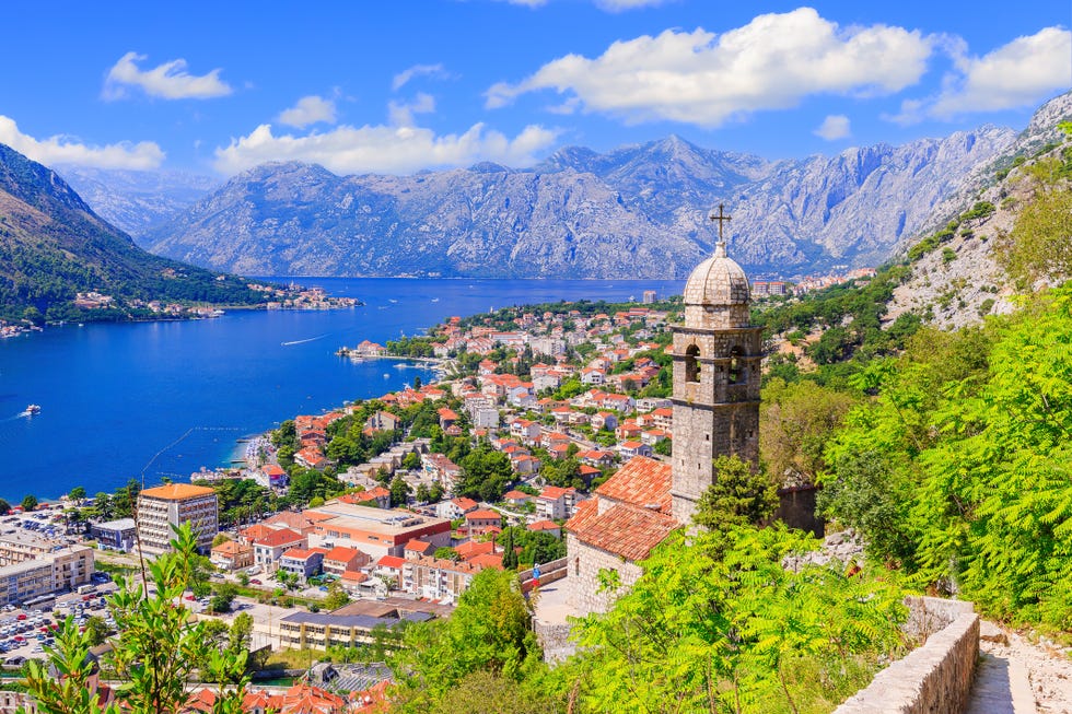 kotor bay and old town from lovcen mountain montenegro