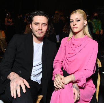 paris, france   october 01 editorial use only   for non editorial use please seek approval from fashion house brooklyn beckham and nicola peltz attend the valentino womenswear springsummer 2022 show as part of paris fashion week on october 01, 2021 in paris, france photo by pascal le segretaingetty images