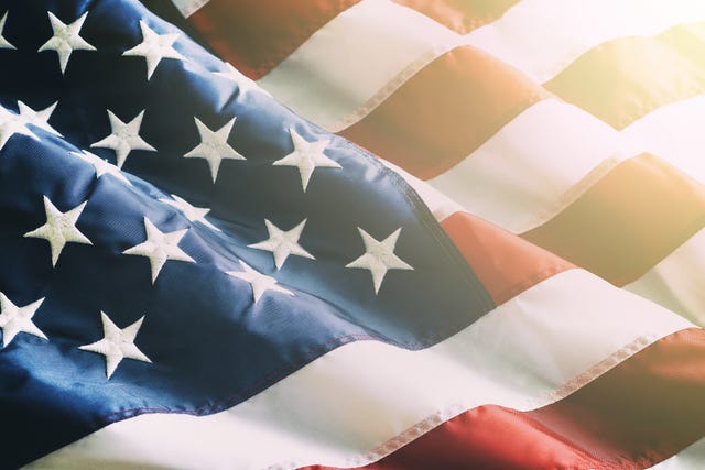 closeup ruffled american flag