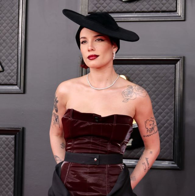 las vegas, nevada   april 03 halsey attends the 64th annual grammy awards at mgm grand garden arena on april 03, 2022 in las vegas, nevada photo by amy sussmangetty images