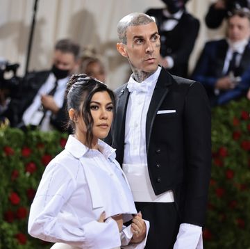 new york, new york   may 02 l r travis barker and kourtney kardashian attend the 2022 met gala celebrating in america an anthology of fashion at the metropolitan museum of art on may 02, 2022 in new york city photo by jamie mccarthygetty images