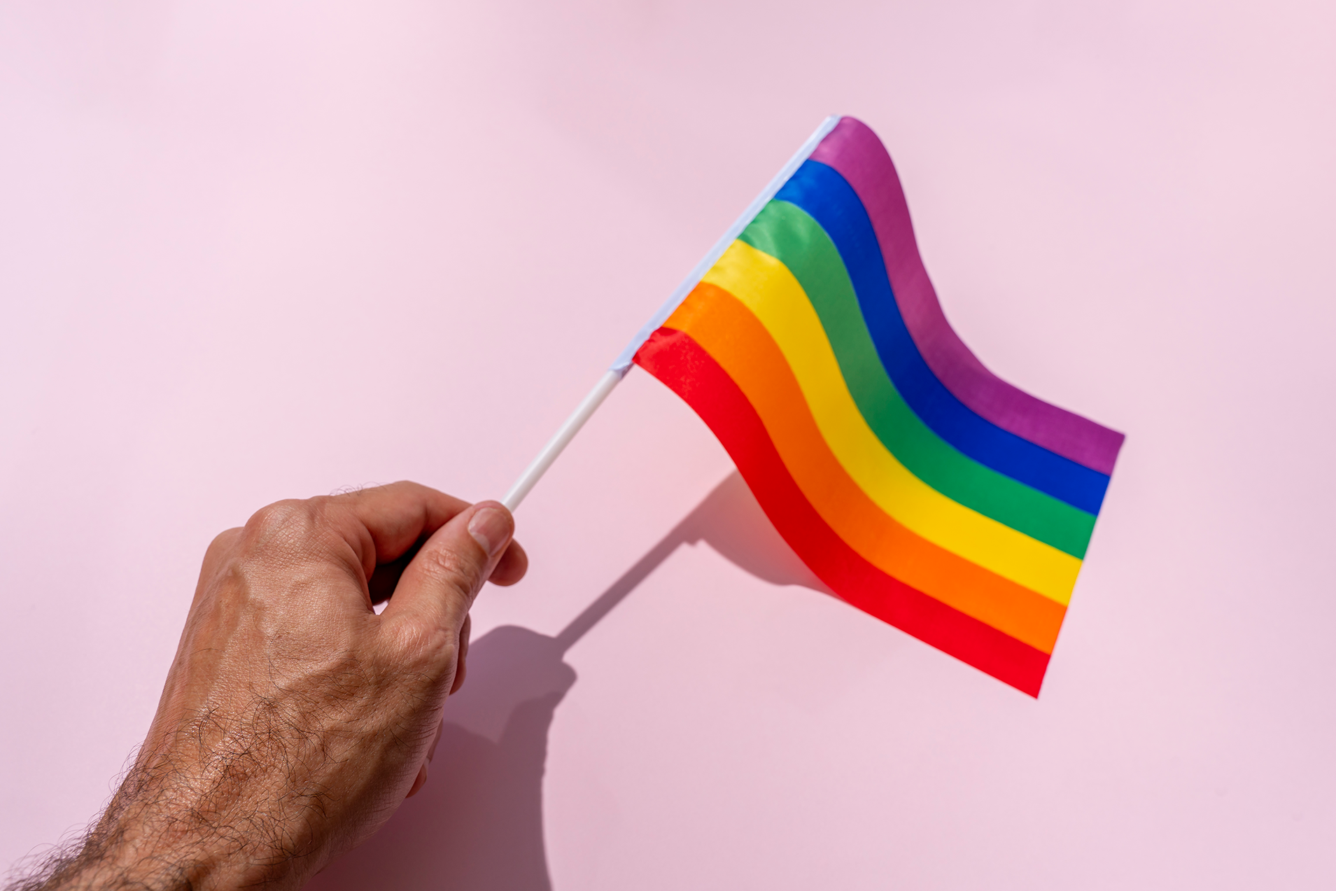 Free Photo  Hand holding rainbow bag. lgbt pride concept