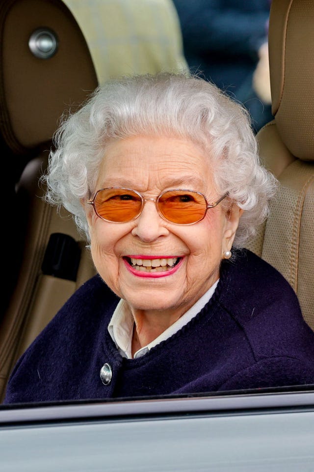 windsor, england   may 13 queen elizabeth ii arrives at the royal windsor horse show at home park on may 13, 2022 in windsor, england the royal windsor horse show, which is said to be the queen’s favourite annual event, takes place as her majesty celebrates 70 years of service the 4 day event will include the “gallop through history” performance, which forms part of the official platinum jubilee celebrations photo by chris jacksongetty images