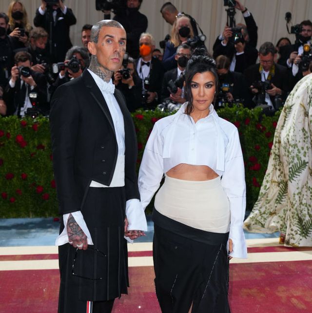 new york, new york   may 02 travis barker and kourtney kardashian attend the 2022 met gala celebrating in america an anthology of fashion at the metropolitan museum of art on may 2, 2022 in new york city photo by gothamgetty images