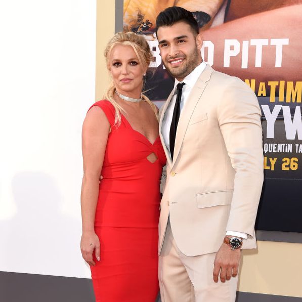 hollywood, california   july 22 britney spears and sam asghari attend sony pictures once upon a time  in hollywood los angeles premiere on july 22, 2019 in hollywood, california photo by axellebauer griffinfilmmagic