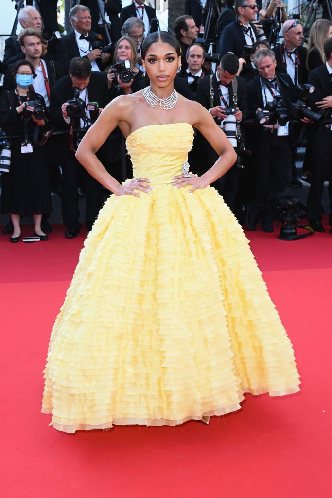 cannes, france   may 17 lori harvey attends the screening of final cut coupez and opening ceremony red carpet for the 75th annual cannes film festival at palais des festivals on may 17, 2022 in cannes, france photo by stephane cardinale   corbiscorbis via getty images