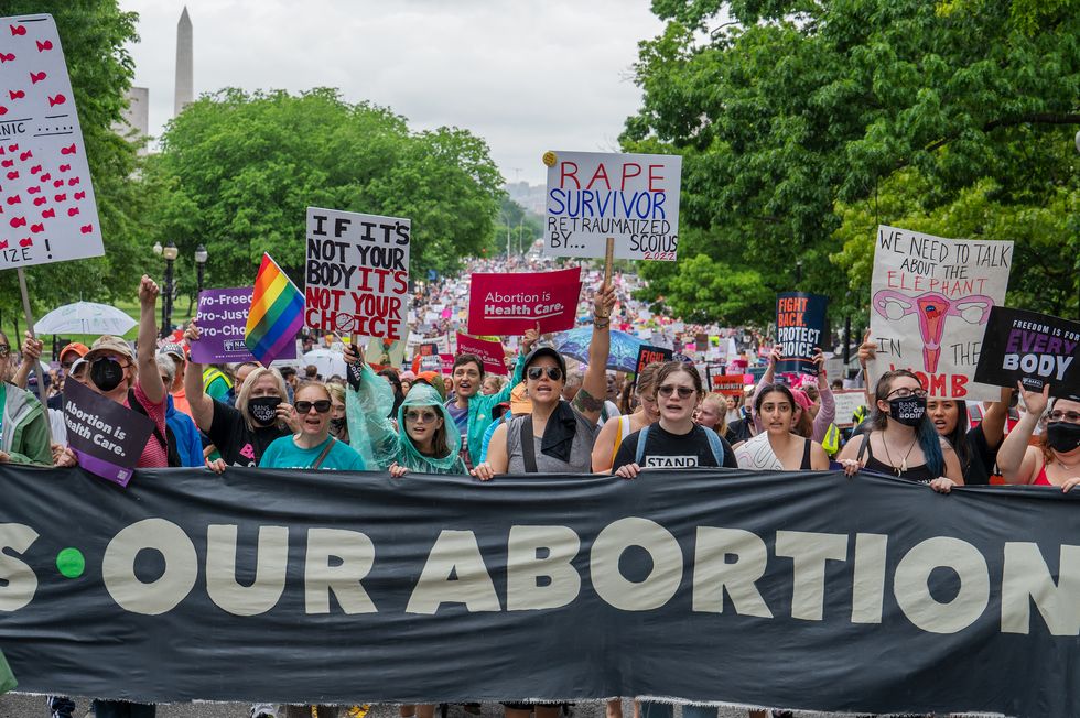 washington, dc   may 14 thousands of demonstrators march to the us supreme court during the bans off our bodies abortion rights rally in washington, dc on may 14, 2022 photo by craig hudson for the washington post via getty images