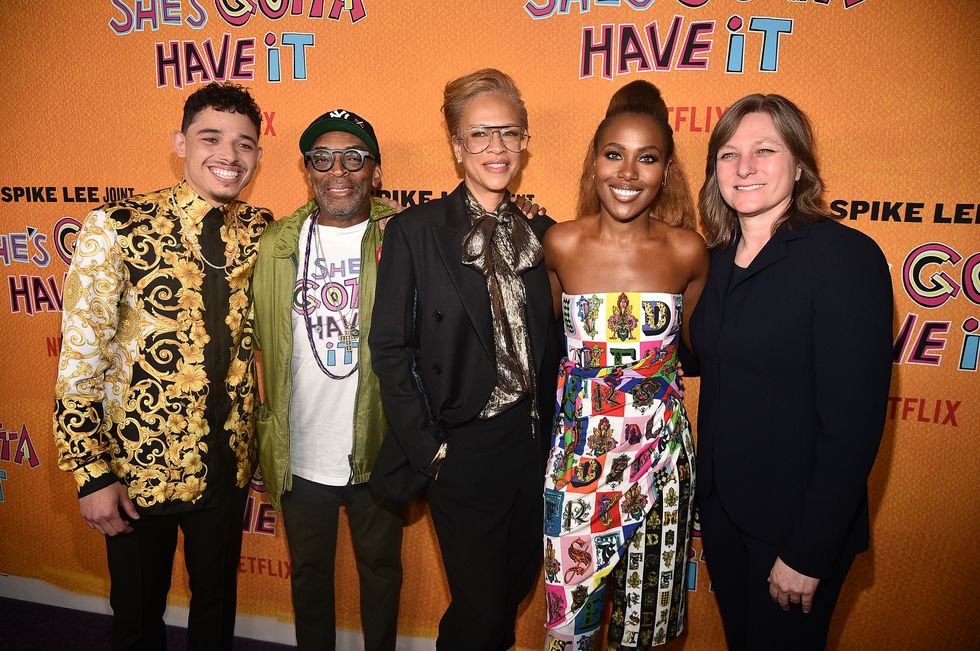 anthony ramos, spike lee, tonya lee lewis, dewanda wise and cindy holland attend the she's gotta have it season 2 premiere