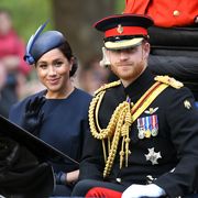 london, england   june 08 prince harry, duke of sussex and meghan, duchess of sussex attend trooping the colour, the queens annual birthday parade, on june 08, 2019 in london, england photo by karwai tangwireimage