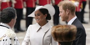 prince harry and meghan markle, duke and duchess of sussex arrive for a service of thanksgiving for the reign of queen elizabeth ii at st paul's cathedral in london, friday, june 3, 2022 on the second of four days of celebrations to mark the platinum jubilee the events over a long holiday weekend in the uk are meant to celebrate the monarch's 70 years of service ap photomatt dunham, pool