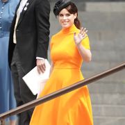 princess eugenie leaving the national service of thanksgiving at st pauls cathedral, london, on day two of the platinum jubilee celebrations for queen elizabeth ii picture date friday june 3, 2022 photo by aaron chownpa images via getty images