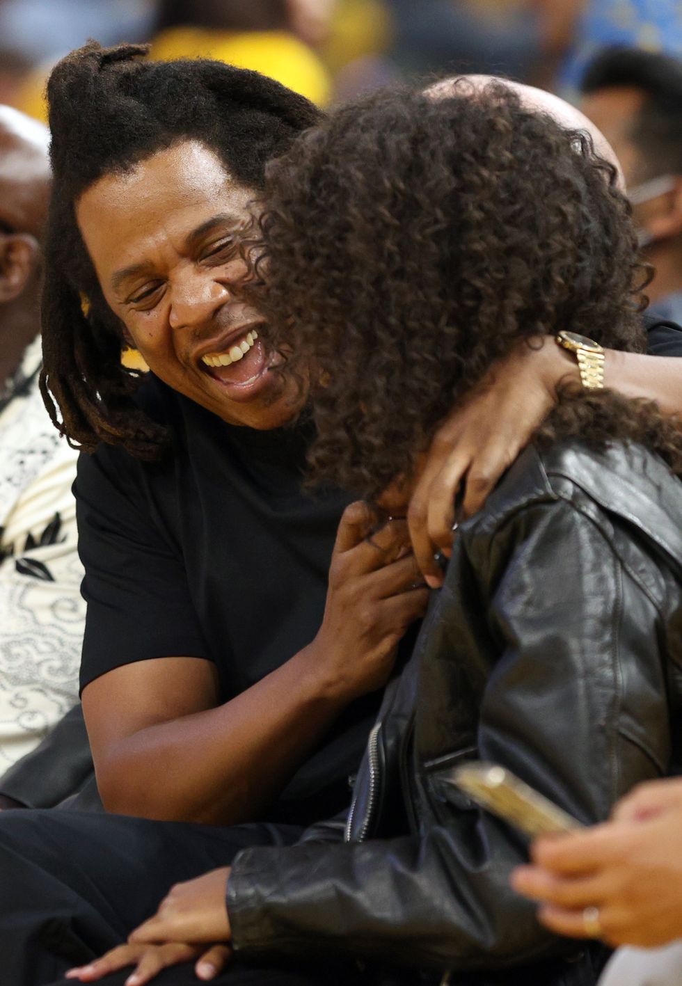 san francisco, california   june 13 rapper jay z hugs his daughter blue ivy carter during the second quarter of game five of the 2022 nba finals between the boston celtics and the golden state warriors at chase center on june 13, 2022 in san francisco, california note to user user expressly acknowledges and agrees that, by downloading andor using this photograph, user is consenting to the terms and conditions of the getty images license agreement photo by ezra shawgetty images