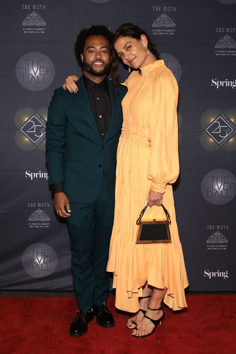 new york, new york   may 26 bobby wooten iii and katie holmes attend the moth ball 25th anniversary gala at spring studios on may 26, 2022 in new york city photo by dimitrios kambourisgetty images