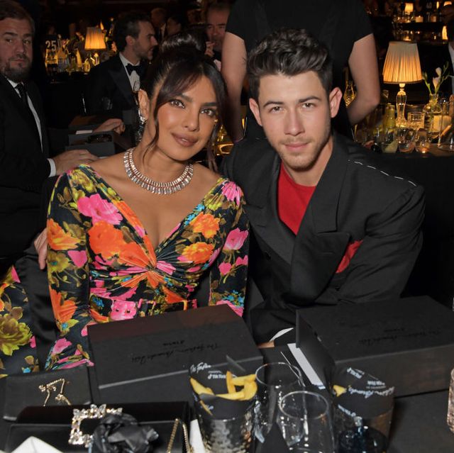 london, england   november 29  priyanka chopra and nick jonas attend a cocktail reception ahead of the fashion awards 2021 at royal albert hall on november 29, 2021 in london, england photo by david m benettdave benettgetty images
