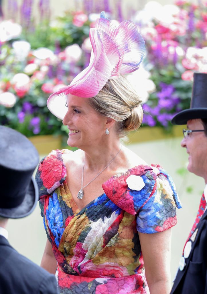 ascot, england   june 16 sophie, countess of wessex arrives in the parade ring during royal ascot 2022 at ascot racecourse on june 16, 2022 in ascot, england photo by chris jacksongetty images