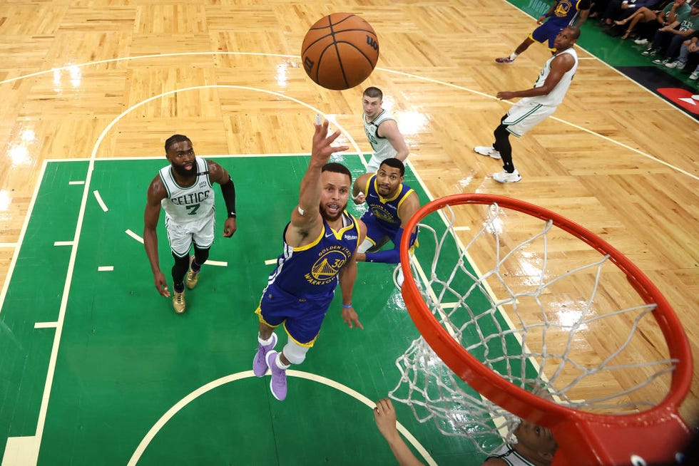 boston, massachusetts   june 16 stephen curry 30 of the golden state warriors goes up for a layup against the boston celtics in game six of the 2022 nba finals at td garden on june 16, 2022 in boston, massachusetts note to user user expressly acknowledges and agrees that, by downloading andor using this photograph, user is consenting to the terms and conditions of the getty images license agreement photo by kyle teradausa today sports   poolgetty images