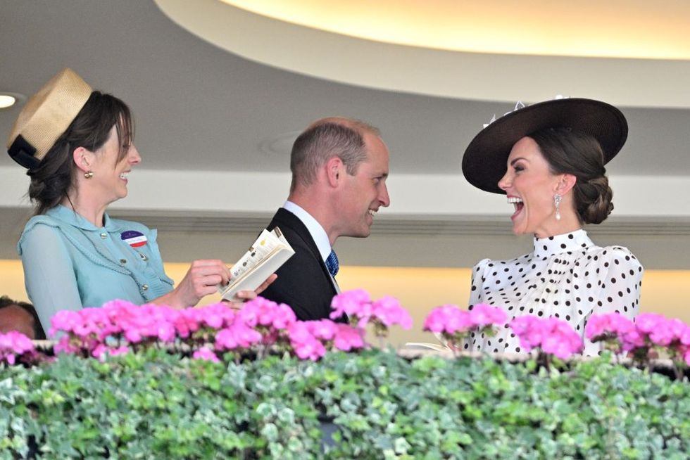 ascot, england   june 17 martha beaumont, catherine, duchess of cambridge and prince william, duke of cambridge attend royal ascot 2022 at ascot racecourse on june 17, 2022 in ascot, england photo by samir husseinwireimage
