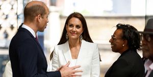 britains prince william l, duke of cambridge, and catherine, duchess of cambridge, speak to guests as they attend the unveiling of the national windrush monument at waterloo station in london on june 22, 2022 photo by john sibley  pool  afp photo by john sibleypoolafp via getty images