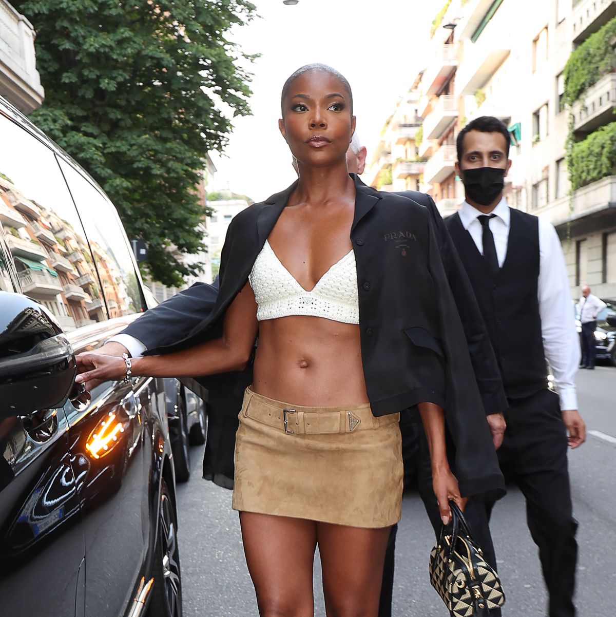 Gabrielle Union Shows Off Her Sleek Style in a Prada Miniskirt