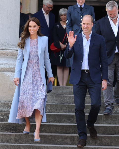 cambridge, england   june 23 catherine, duchess of cambridge and prince william departing the fitzwilliam museum during an official visit to cambridgeshire on june 23, 2022 in cambridge, england photo by neil mockfordgc images