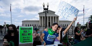 united states   june 24 pro choice protesters react as the dobbs v jackson womens health organization decision overturning roe v wade is handed down at the us supreme court on friday, june 24, 2022 bill clarkcq roll call, inc via getty images