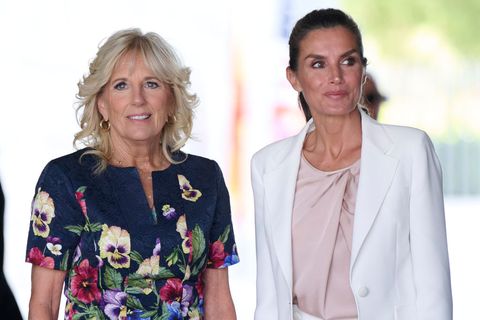 pozuelo de alarcon, spain   june 28 queen letizia of spain r and usa first lady jill baiden l visit creade refugees center on june 28, 2022 in madrid, spain photo by carlos alvarezgetty images
