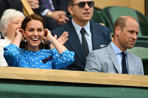 britains catherine, duchess of cambridge l and britains prince william, duke of cambridge, react as they sit in the royal box at the centre court prior to the start of the mens singles quarter final tennis match between serbias novak djokovic and italys jannik sinner on the ninth day of the 2022 wimbledon championships at the all england tennis club in wimbledon, southwest london, on july 5, 2022   restricted to editorial use photo by sebastien bozon  afp  restricted to editorial use photo by sebastien bozonafp via getty images