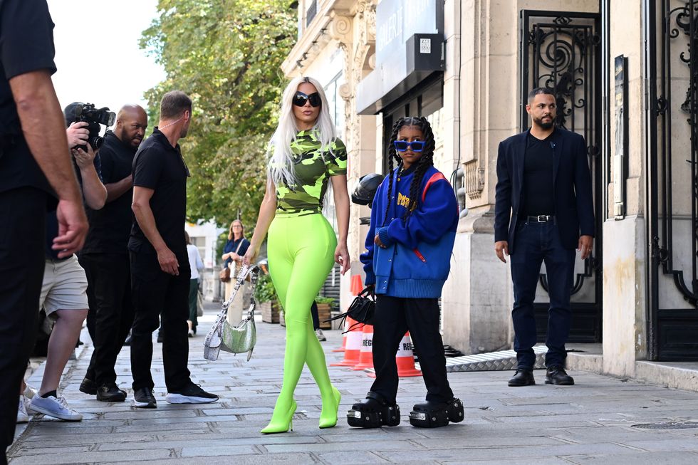 paris, france   july 05  kim kardashian and north west are seen on july 5, 2022 in paris, france photo by megagc images