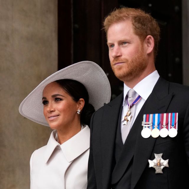 london, england   june 03 prince harry and meghan markle, duke and duchess of sussex leave after a service of thanksgiving for the reign of queen elizabeth ii at st pauls cathedral in london, friday, june 3, 2022 on the second of four days of celebrations to mark the platinum jubilee the events over a long holiday weekend in the uk are meant to celebrate the monarchs 70 years of service photo by matt dunham   wpa poolgetty images
