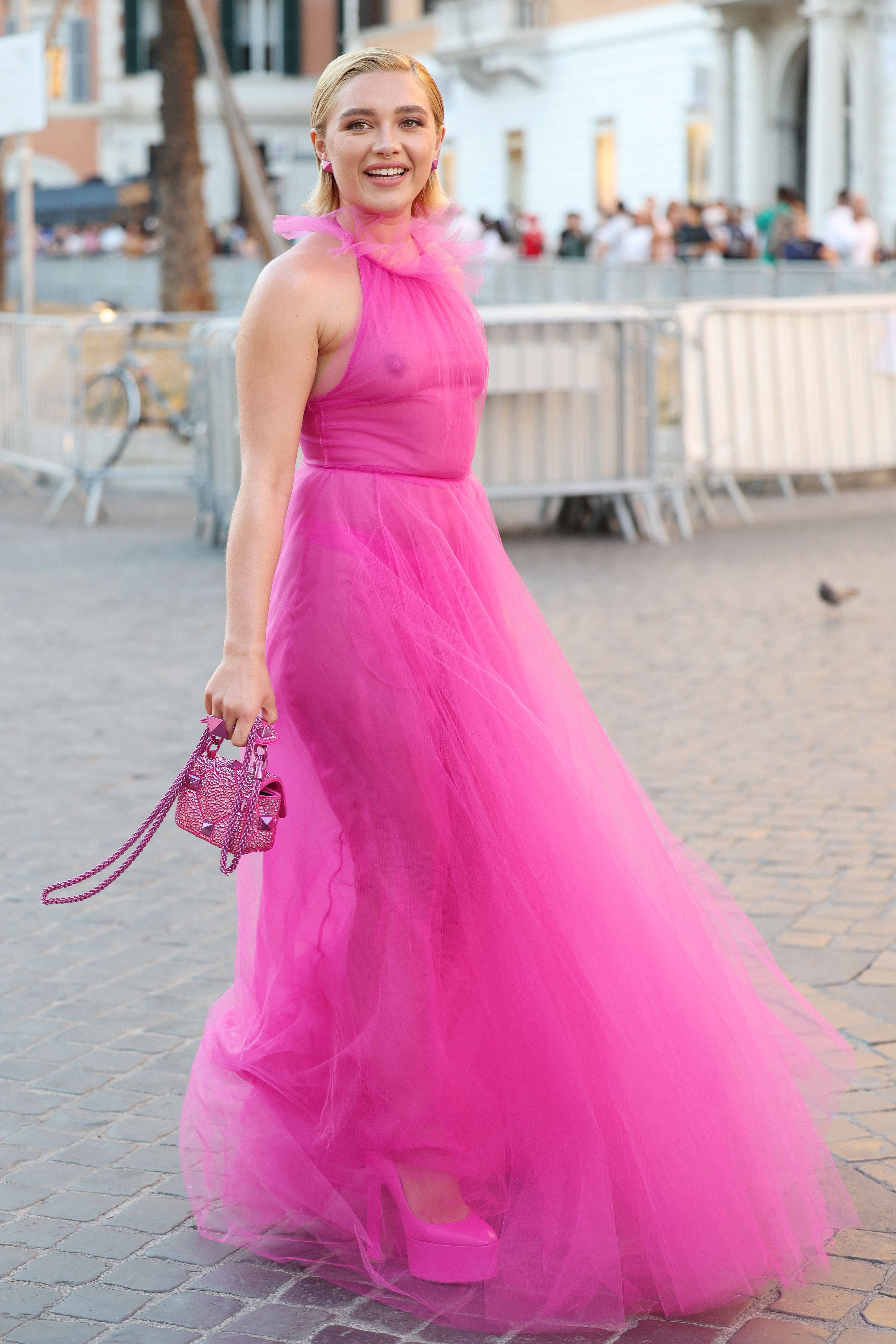 Valentino Silk Chiffon Dress With Cape in Purple | Lyst