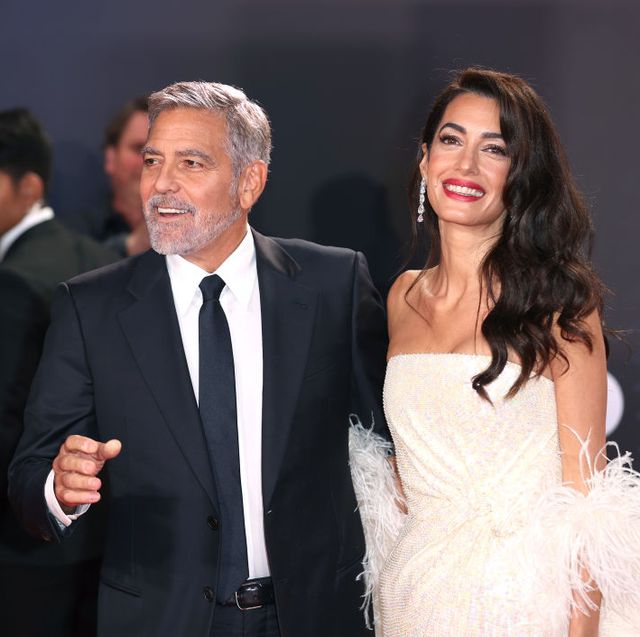 london, england   october 10 george clooney and amal clooney attend the tender bar premiere during the 65th bfi london film festival at the royal festival hall on october 10, 2021 in london, england photo by mike marslandwireimage