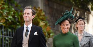 windsor, england   october 12  james matthews and pippa middleton attend the wedding of princess eugenie of york and jack brooksbank at st georges chapel in windsor castle on october 12, 2018 in windsor, england  photo by poolsamir husseinwireimage