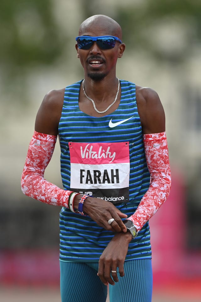mo farah reveals he was trafficked to the uk london, england   may 02 mo farah crosses the line in 2nd place during the mens elite race during the vitality london 10,000m road race on may 02, 2022 in london, england photo by justin setterfieldgetty images