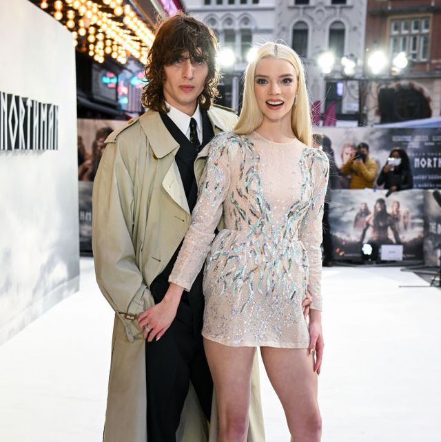 london, england   april 05 malcolm mcrae and anya taylor joy on the carpet during the uk special screening of the northman at odeon luxe leicester square on april 05, 2022 in london, england photo by jeff spicergetty images for focus features and universal pictures