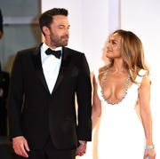 "The Last Duel" Red Carpet - The 78th Venice International Film Festival venice, italy september 10 ben affleck and jennifer lopez attend the red carpet of the movie the last duel during the 78th venice international film festival on september 10, 2021 in venice, italy photo by dominique charriauwireimage